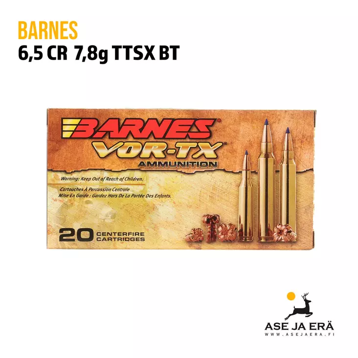 Barnes VOR-TX 6,5 Creedmoor TTSX BT 7,8g Kivääripatruuna - 6,5 Creedmoor kaliiperi - 716876022465 - 1