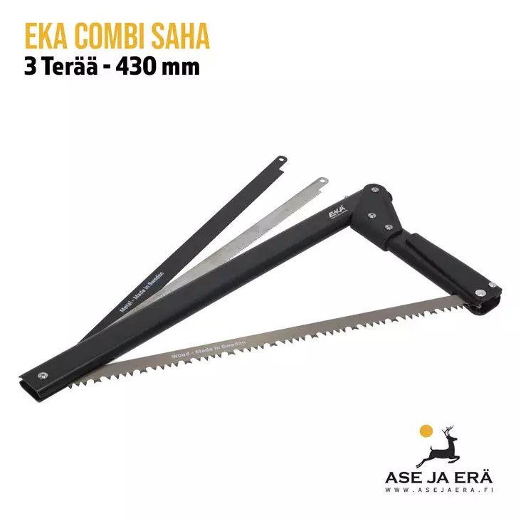 EKA Combi Saha3 Terää - 430 mm Musta - yleiskuva kolme terää näkyvissä - Linkkuveitset, piilut ja sahat - 7391537800175 - 1