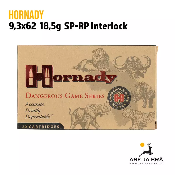 Hornady Dangerous Game 9,3x62 18,5g kivääripatruuna - 9,3x62 kaliiperi - 090255823035 - 1