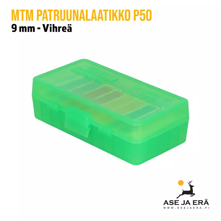 MTM P50-9M-16 patruunalaatikko 50 patruunalle, FlipTop - Patruunalaatikot, -rasiat ja -levyt - 026057110165 - 1