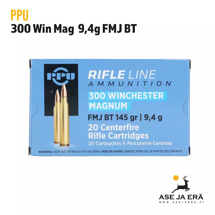 PPU 300 Win Mag FMJ BT 9,4g kiväärin patruuna - Muut kaliiperit - 8605003815815 - 1