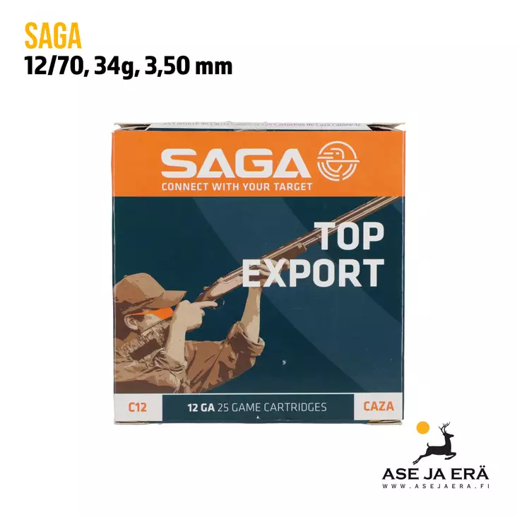 Saga Top Export 12/70 34g haulikonpatruuna - 12/70 metsästyspatruunat - 8435101623995 - 1