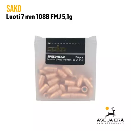 7mm Sako Speedhead 108B 5,1g FMJ luoti - 7mm luodit - 6438053173886 - 1
