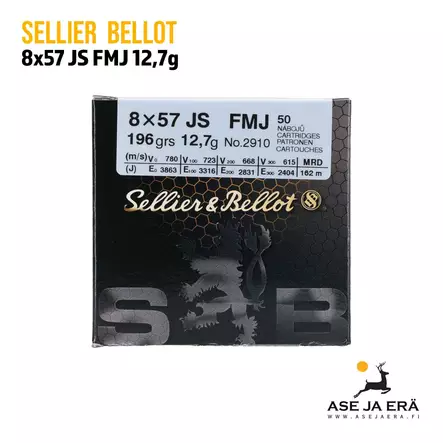 8x57JS Sellier&Bellot 12,7g FMJ Kiväärinpatruuna - Muut kaliiperit - 8590690340576 - 1