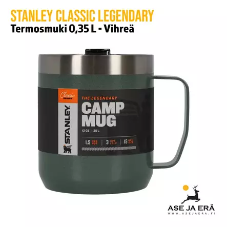 Stanley Classic Legendary Camp Mug 0,35 L, vihreä suoraan edestä - Termospullot ja termosmukit - 6939236373166 - 2