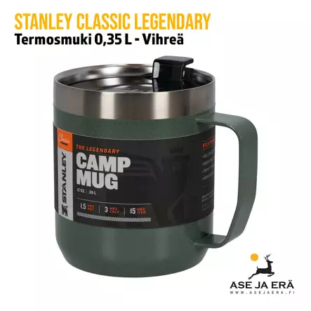 Stanley Classic Legendary Camp Mug 0,35 L, vihreä edestä yläviistosta - Termospullot ja termosmukit - 6939236373166 - 1