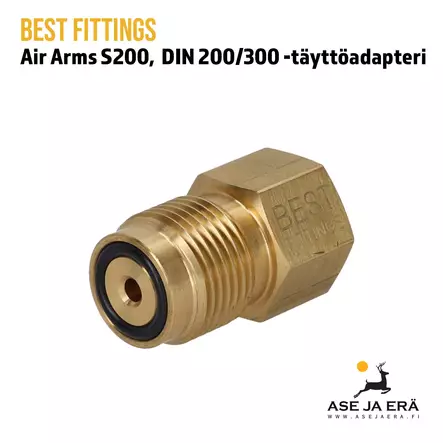 Best Fittings Air Arms S200 DIN 200/300 täyttöadapteri - Din liitin näkyvissä - Adapterit ja liitäntäsarjat - 03A1MF06 - 2