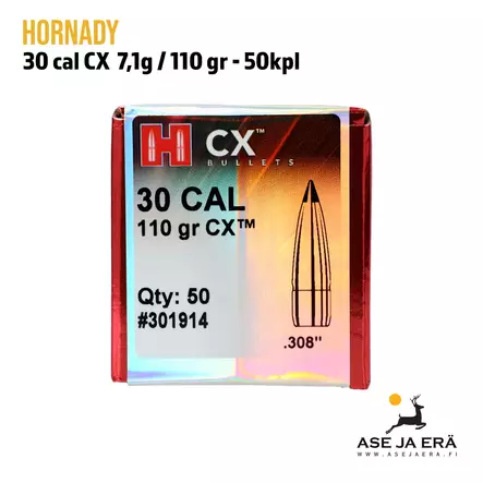 Hornady 30 cal CX kupariluoti 110 gr / 7,1 g 50 kpl 301914, Monolithic Copper Alloy Bullet - Lataamistarvikkeet ja -varusteet - 12-12-090255719536 - 1