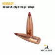 Hornady 30 cal CX 110 gr 7,1g 50kpl kupariluoti - Luoti pystysä ja pohja näkyvissä - .30 luodit - 090255719536 - 4
