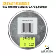 JSB Exact RS Diabolo 4,52 mm ilma-aseluoti, 0,475 g, 500 kpl, rasian takakansi EAN - 4,5 mm luodit - 8594180450486 - 5