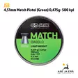 JSB Match Pistol (Green) 4,51 mm ilmapistooli luoti 0,475 g - 4,5 mm ilmapistooliluodit - 8594180450226 - 6
