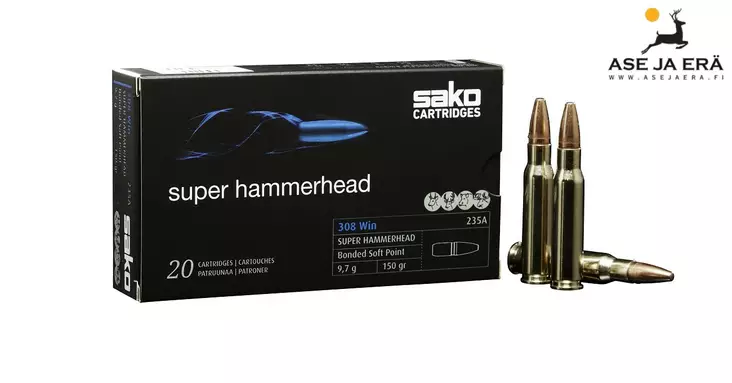 308 Win Sako Super Hammerhead 9,7g kivääripatruuna (235A) - 308 kaliiperi - 6438053999486 - 1
