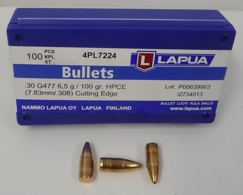 30 cal Lapua 6,5g G477 leikkuri luoti - .30 luodit - 64182673052666 - 3