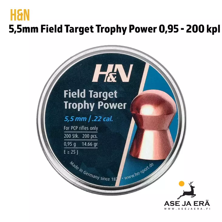 5,5mm H&N Field Target Trophy Power 0,95g 200 Kpl - Yleiskuva - 5,5 mm luodit - 4047058015026 - 4