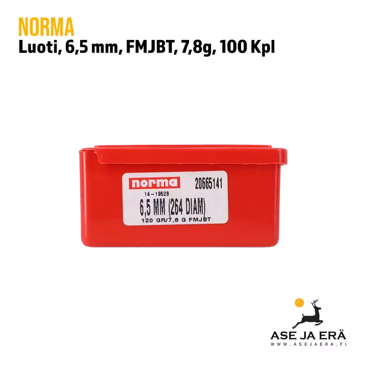 6,5mm (.264) 7,8g/120gr FMJ Norma 100kpl - 6,5mm luodit - 7393923665146 - 4