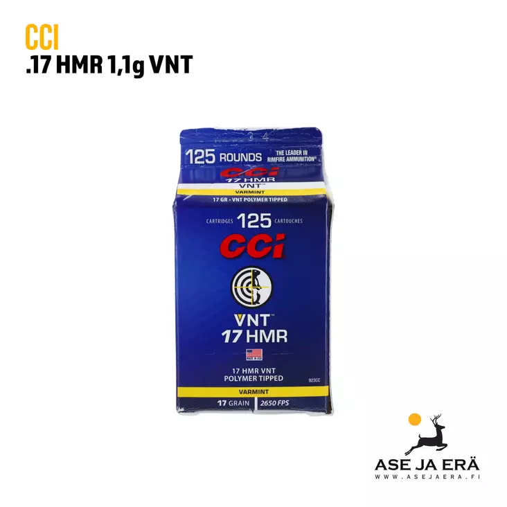 CCI 17 HMR VNT 808m/s 17gr 1,1g pienoiskivääripatruuna - 17HMR patruunat - 604544655636 - 1