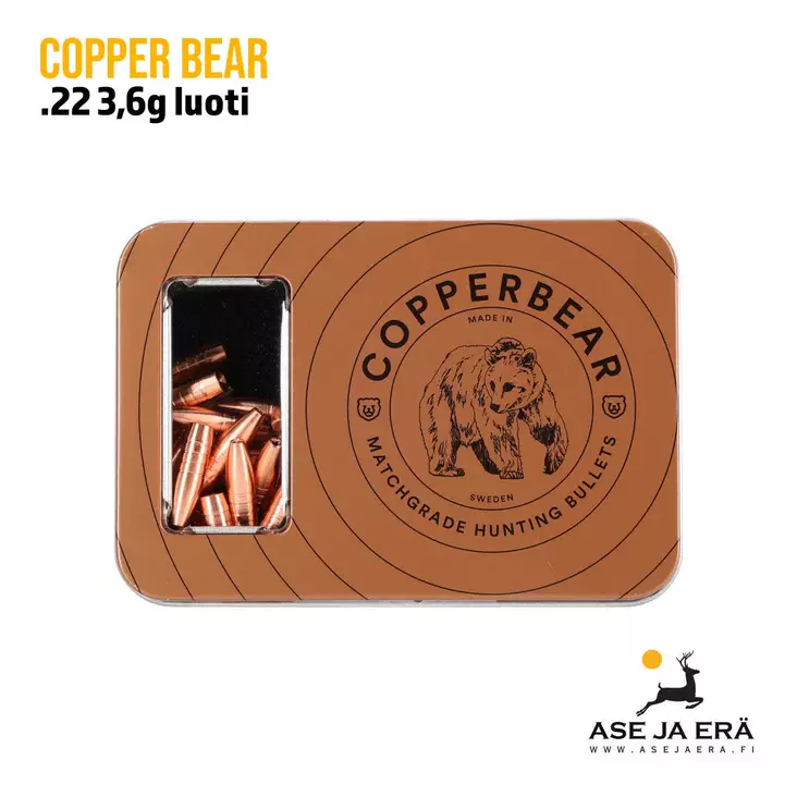 CopperBear 5,6 mm (.222/.223) 3,6g kupariluoti 50 kpl - .22 luodit - CB224056 - 1