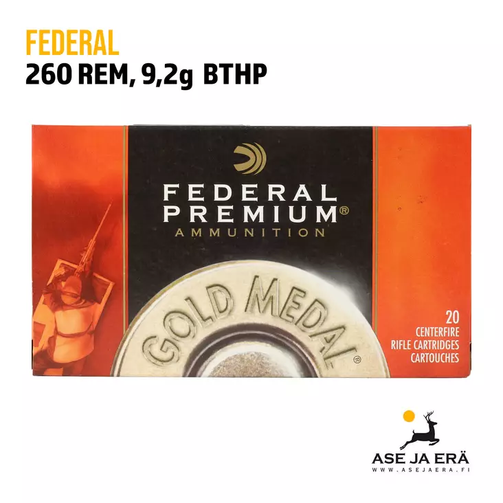 Federal Gold Medal Sierra MatchKing .260 Rem 9,2g Kiväärinpatruuna - Muut kaliiperit - 029465063726 - 1