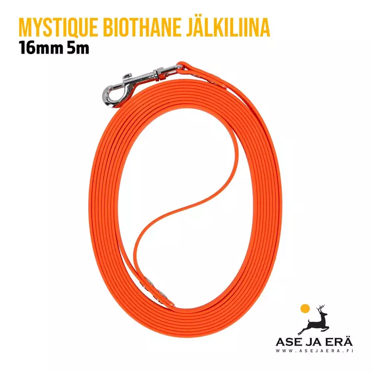 Mystique Biothane oranssi jälkiliina - Metsästyskoiran koulutustarvikkeet - 8586017450516 - 3
