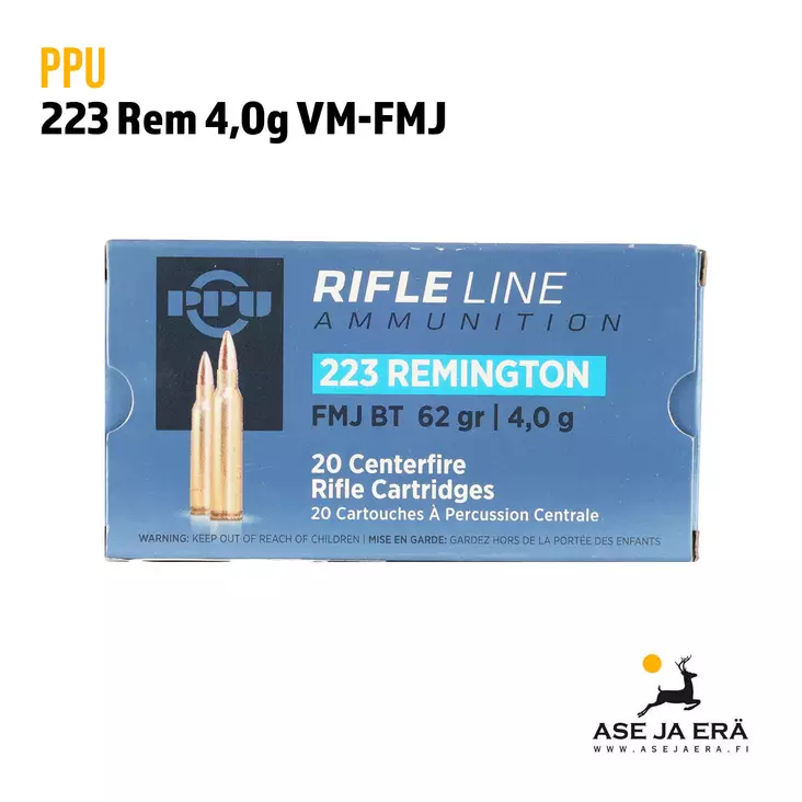 PPU 223 Rem FMJ BT 4g Kivääripatruuna - 223 kaliiperi - 8605003812326 - 1
