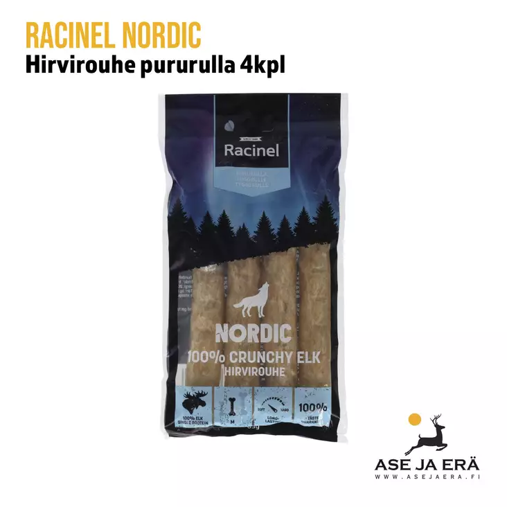 Racinel Nordic hirvirouhe pururulla 4kpl - Koiran herkut ja puruluut - 6410328143756 - 2