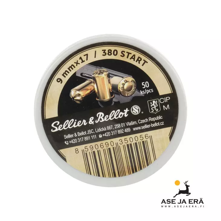 Sellier & Bellot 9 mm R.K. 9x17/380 starttipatruuna 50 kpl - Starttiaseen patruunat - 8590690350056 - 1