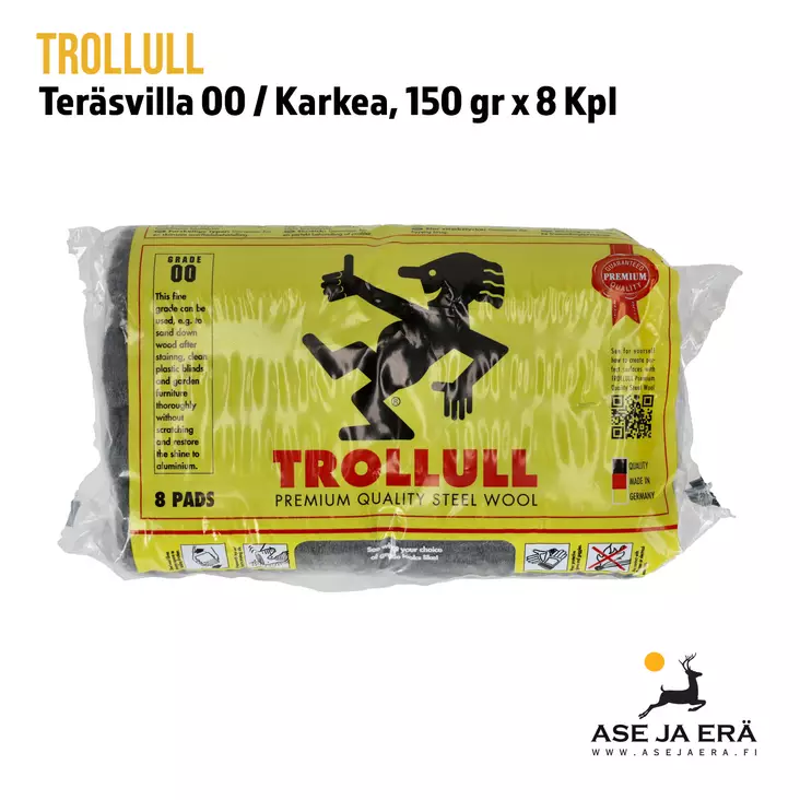 Trollull Teräsvilla 00 150 gr x 8 kpl - Yleiskuva - Puhdistustulpat ja asesillat - 4003364419996 - 1