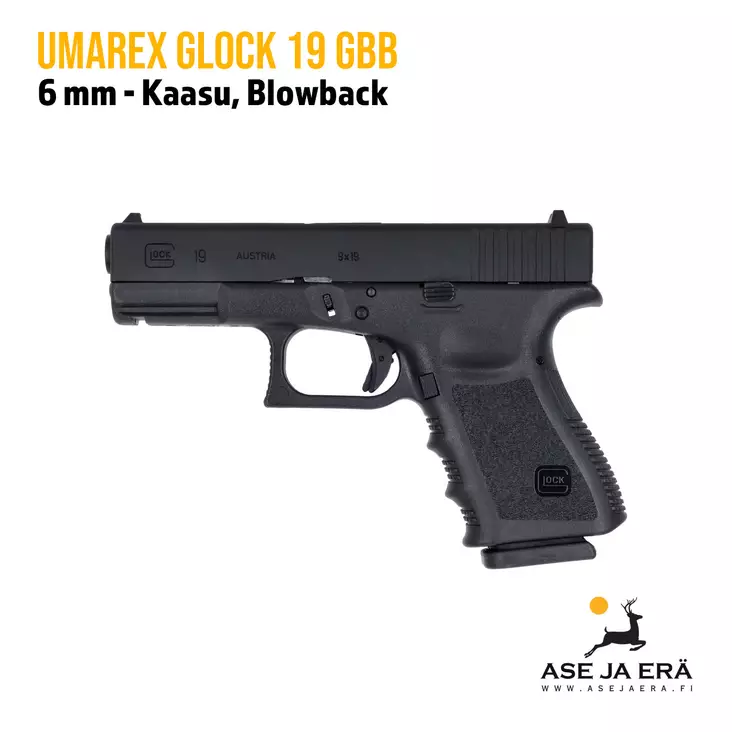 Umarex Glock 19 kaasutoiminen 6mm Blowback airsoft pistooli - Pistoolit ja -revolverit - 4000844647276 - 2