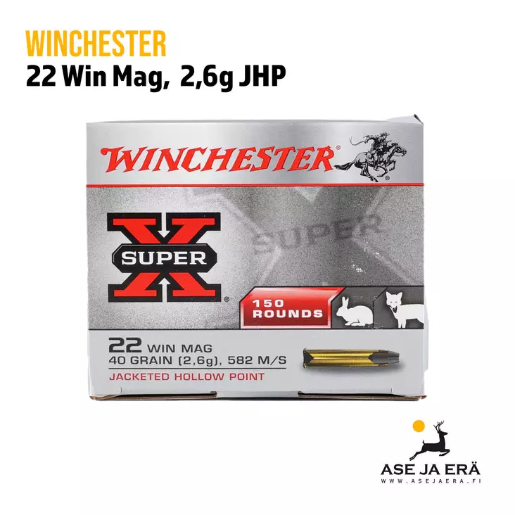 Winchester Super X 22WMR 2,6g JHP patruuna 150 kpl - 22 WMR patruunat - 020892103726 - 1