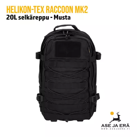 Helikon-Tex Raccoon MK2 20L selkäreppu - musta - edestä katsottuna - Reput ja laukut - 5908218718067 - 2
