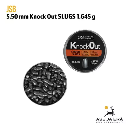 JSB Knock Out Slugs 5,50 ilma-aseluoti 1,645 g - 5,5 mm luodit - 8594180451117 - 3