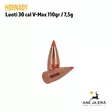 Luoti 30 cal Hornady V-Max 110gr / 7,5g 100kp - toinen luoti pystyssä ja toinen luoti vaakatasossa, perä näkyvissä - .30 luodit - 090255275087 - 4
