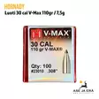 Luoti 30 cal Hornady V-Max 110gr / 7,5g 100kp - rasia pääty - .30 luodit - 090255275087 - 6
