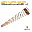 Gold Tip Traditional Hunter 006" hiilikuitunuoli luonnonsulilla, 600 - 6 kpl - yleiskuva kuusi nuolta - Hiilikuitunuolet - 791331880347 - 1