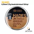 6,35mm JSB Hades 1,72g ilmakiväärinluoti 150 kpl - yleiskuva rasian kannesta - 6,35 mm luodit - 8594180451087 - 1