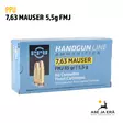 PPU 7,63 Mauser FMJ 5,5g Pistoolinpatruuna - Muut pistoolinpatruunat - 8605003813217 - 6