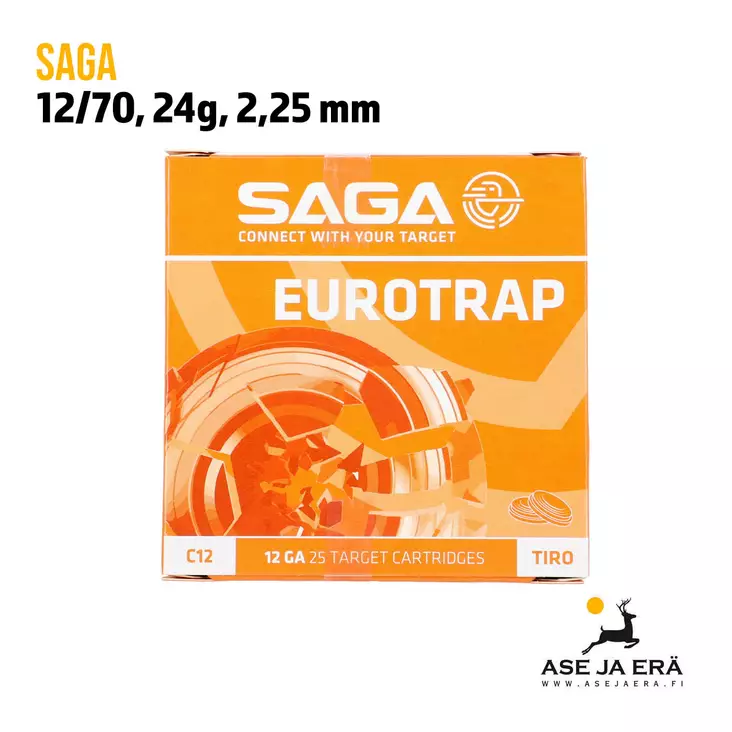 12/70 Saga EuroTrap 8 24g 2,25mm haulikonpatruuna - Haulikon ratapatruunat - 8435101612067 - 1