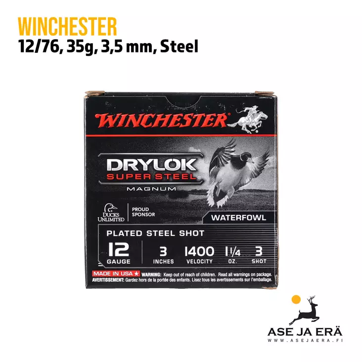 12/76 Winchester Super Steel DRYLOK Haulikonpatruuna 35g No 3 - 12/76 metsästyspatruunat - 020892007727 - 6