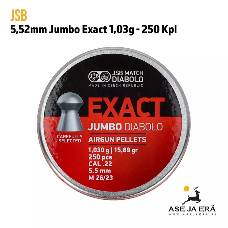 5,52mm JSB Jumbo Exact 1,03g 250kpl - Yleiskuva - 5,5 mm luodit - 8594180450547 - 5