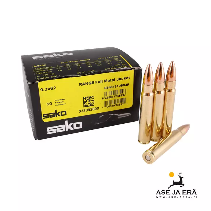 9,3x62 Sako Range 15g FMJ patruuna (161D) - 9,3x62 kaliiperi - 6438053165997 - 1