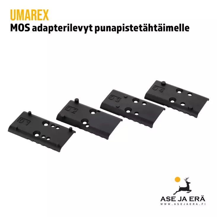 Umarex MOS adapterilevyt punapistetähtäimelle - yleiskuva neljästä adapterilevystä - Punapiste- ja lasertähtäimet - 4000844812827 - 1
