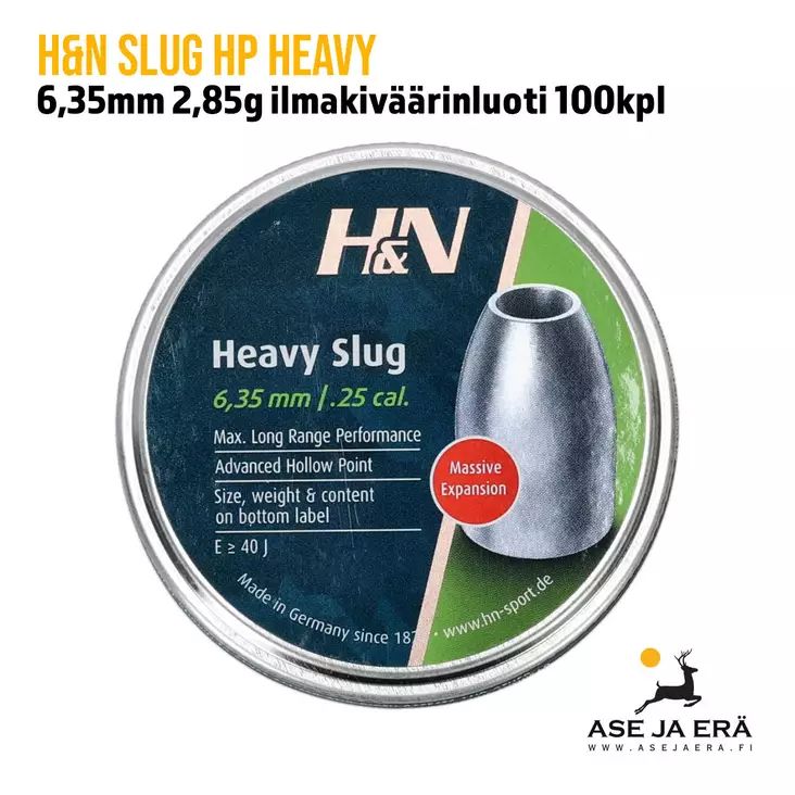 6,35mm H&N Slug HP Heavy 2,85g ilmakiväärinluoti rasia edestä - 6,35 mm luodit - 4047058022727 - 1