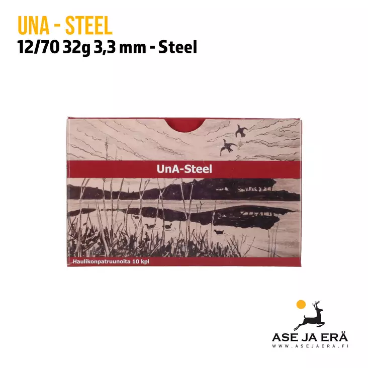 12/70 UnA Steel 32g No 4 3,30mm haulikonpatruuna - Lyijyttömät patruunat - 6430068624117 - 1