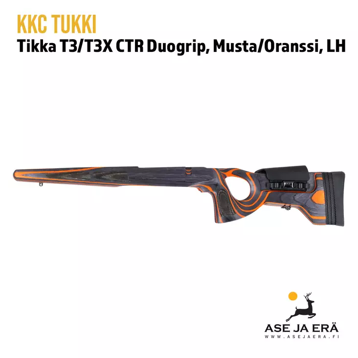KKC Duogrip Tikka T3/T3X CTR Musta/Oranssi vasenkätinen - Yleiskuva - Tukit ja muunnossarjat - 7073257009877 - 1