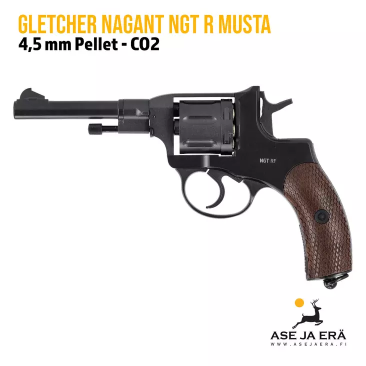Gletcher Nagant NGT-R 4,5mm Pellet CO2 ilmarevolveri - Musta - Ilma-aseluoti ilmapistoolit - 851151006317 - 1