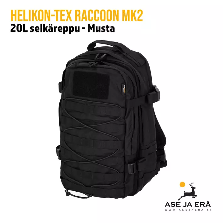 Helikon-Tex Raccoon MK2 20L selkäreppu - musta - etuviistosta - Reput ja laukut - 5908218718067 - 1