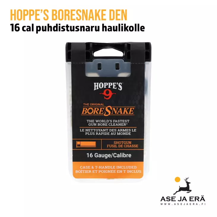 Hoppes BoreSnake Den 16 puhdistusnaru kotelo etupuoli - Puhdistusnarut - 026285001167 - 1