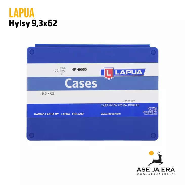 Lapua 9,3x62 nallittamaton messinkihylsy - Hylsyt - 6418267200127 - 1