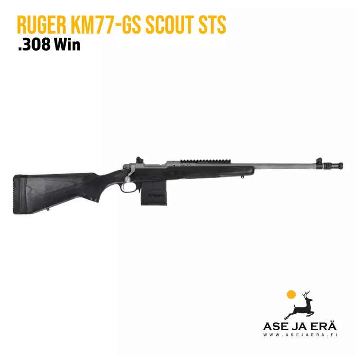 Ruger KM77-GS Gunsite Scout 308 Stainless kivääri - Pulttilukkoiset kiväärit - 736676068227 - 1