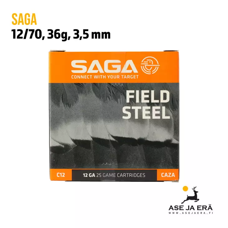 Saga Field Steel 12/70 36g haulikonpatruuna - Lyijyttömät patruunat - 8435101628129 - 1